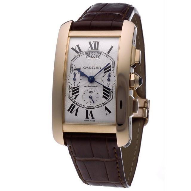 Cartier Men's W2610751 Tank Chronograph Brown Leather Watch
