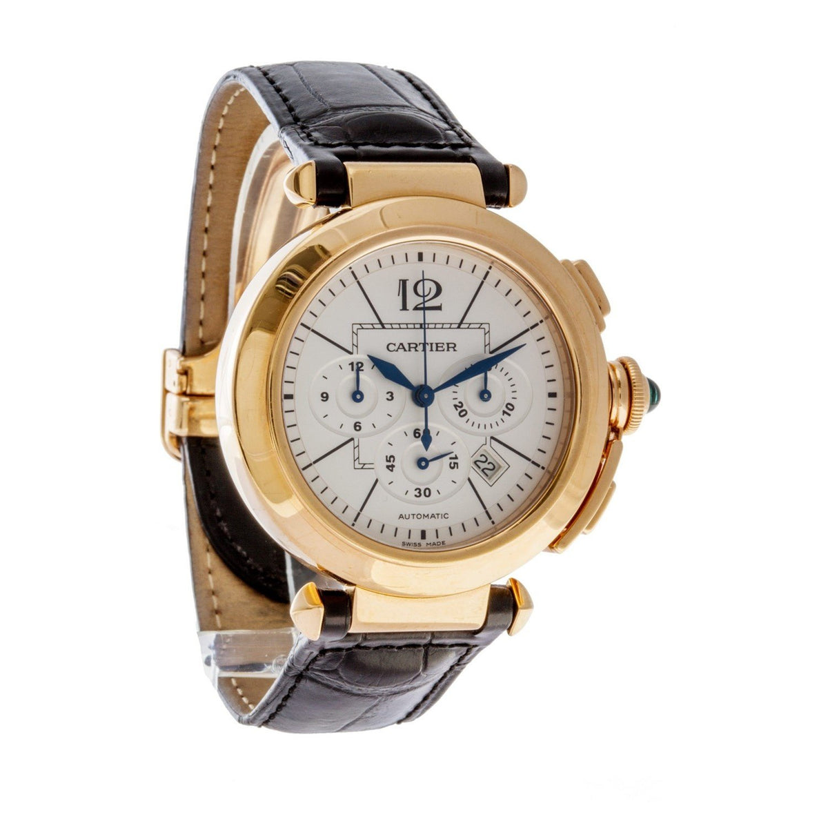 Cartier Men's W3019951 Pasha Chronograph Brown Leather Watch