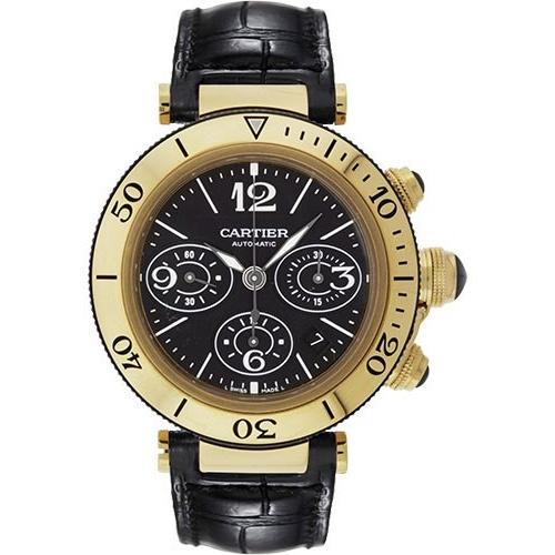 Cartier Men's W3030017 Pasha Chronograph Black Leather Watch