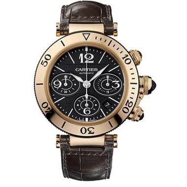 Cartier Men's W3030018 Pasha Chronograph Brown Leather Watch