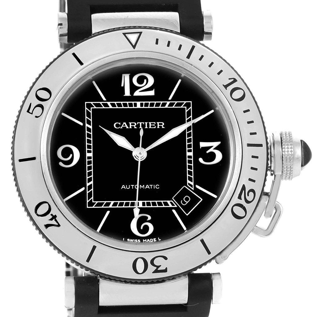 Cartier Men&#39;s W31077U2 Pasha Black Rubber Watch