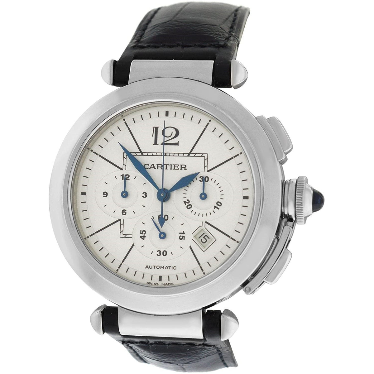 Cartier Men's W3108555 Pasha Chronograph Black Leather Watch