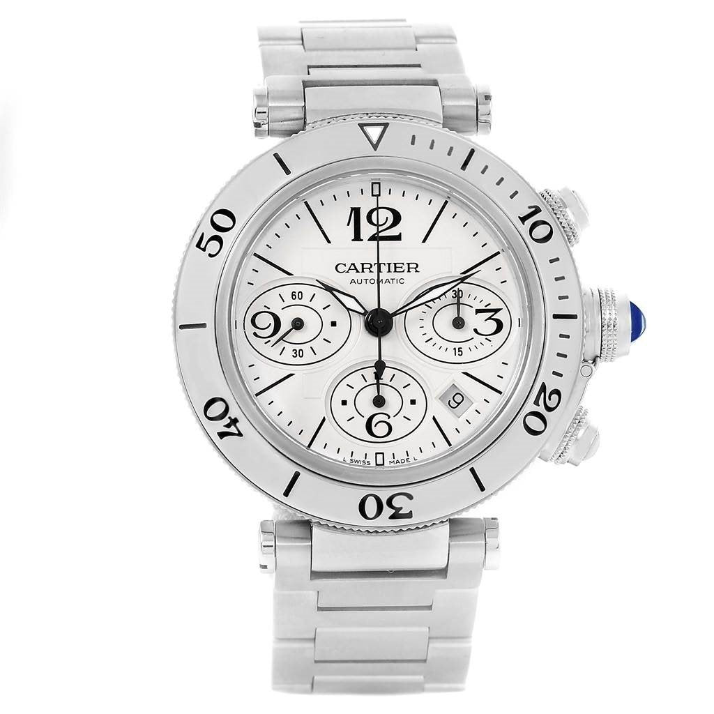 Cartier Men's W31089M7 Pasha Chronograph Polished Stainless Steel Watch