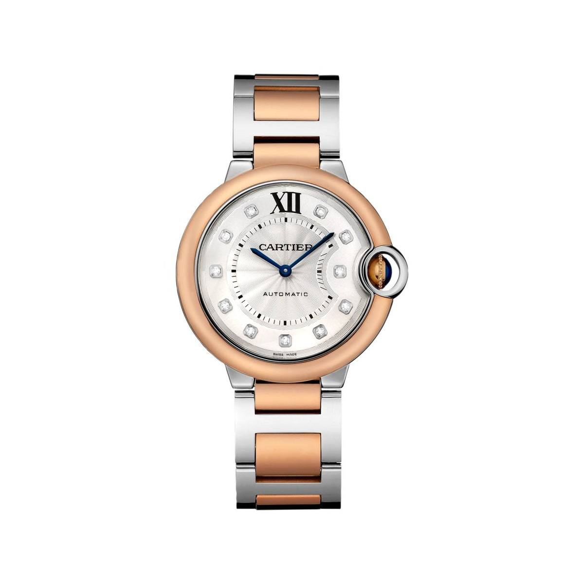 Cartier Women&#39;s W3BB0007 Ballon Bleu De Cartier Diamonds Two-Tone 18K Rose Gold-Tone Stainless Steel Watch