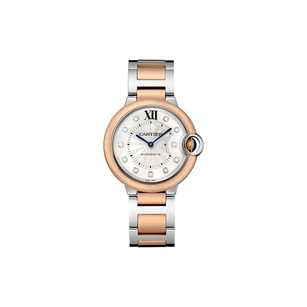 Cartier Women&#39;s W3BB0013 Ballon Bleu Diamonds Two-Tone 18K Rose Gold-Tone Stainless Steel Watch