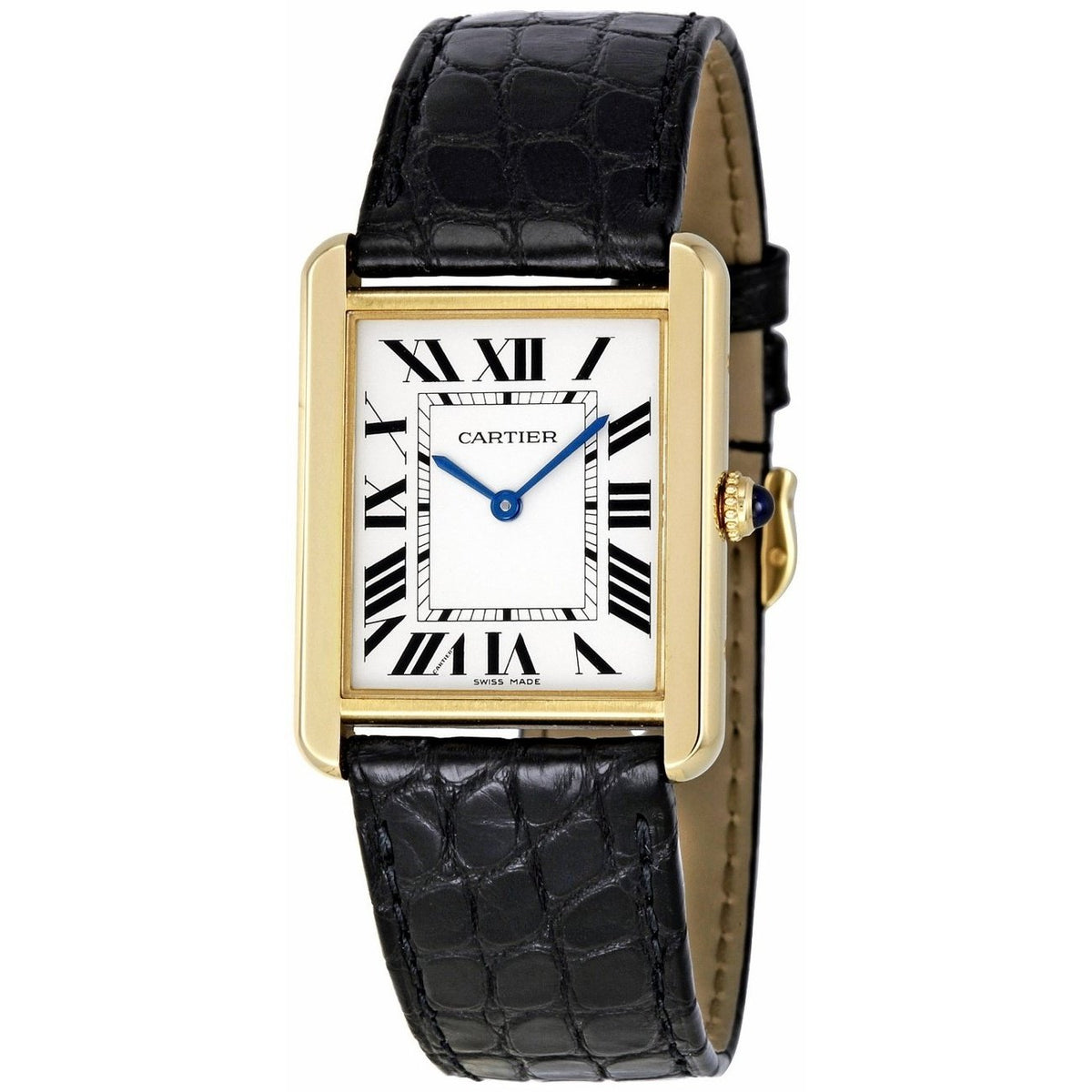 Cartier Women&#39;s W5200002 Tank Solo Black Leather Watch