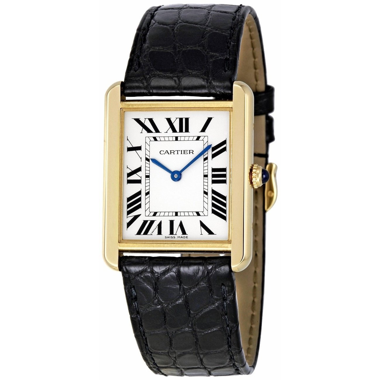 Cartier Women's W5200002 'Tank Solo' Black Leather Watch