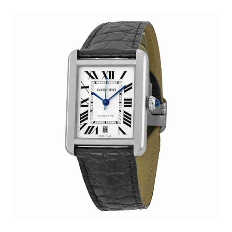Cartier Men's W5200027 Tank Solo Automatic Black Leather Watch