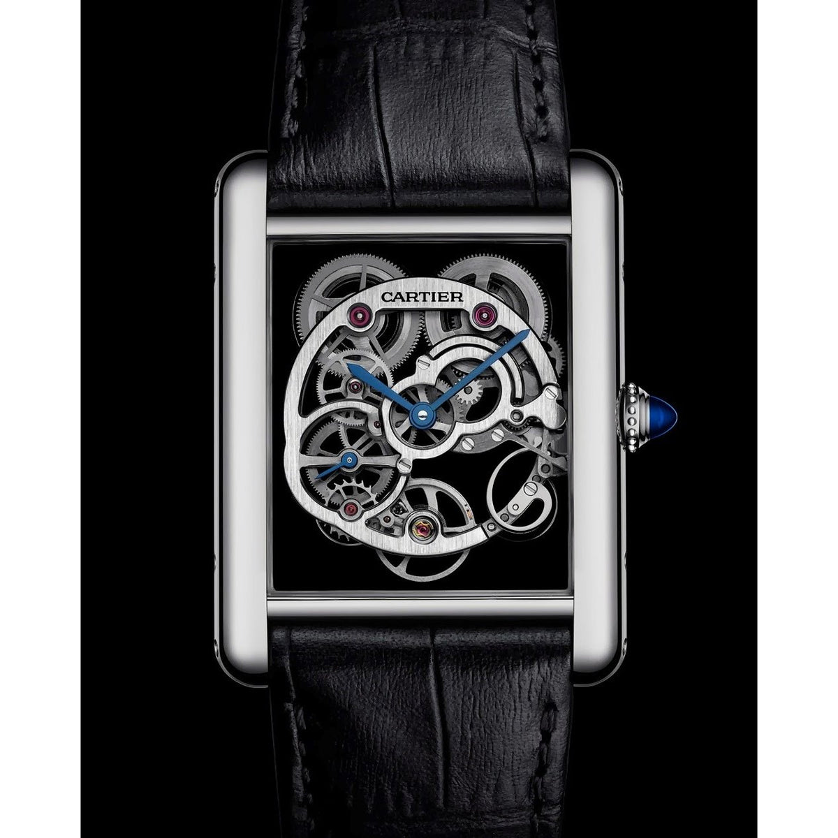 Cartier Men's W5310012 Tank Black Leather Watch