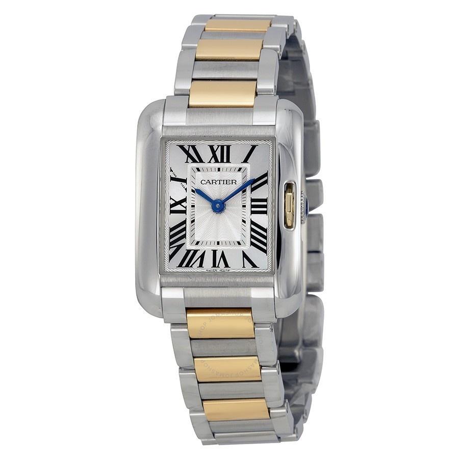 Cartier Women&#39;s W5310036 Tank Anglaise 18k Rose Gold Two-Tone Stainless Steel Watch