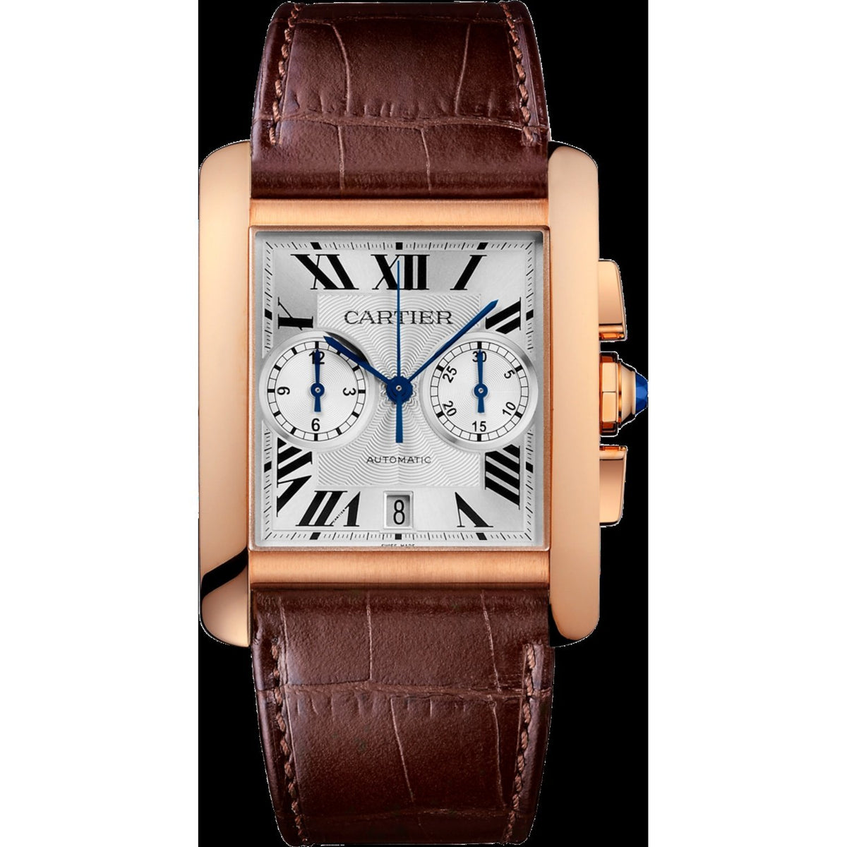 Cartier Men's W5330005 Tank Chronograph Brown Leather Watch