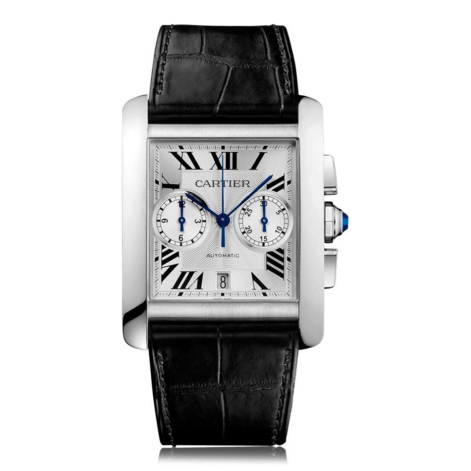 Cartier Women&#39;s W5330007 Tank Chronograph Black Leather Watch