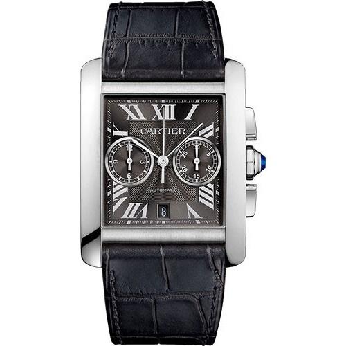 Cartier Men&#39;s W5330008 Tank Chronograph Grey Leather Watch