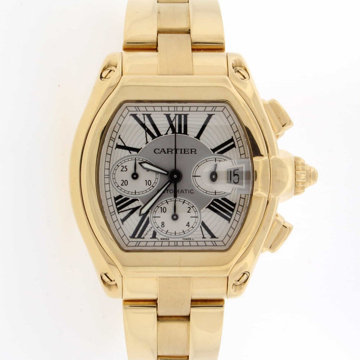 Cartier Men&#39;s W62021Y2 Roadster Chronograph Gold-Tone Stainless Steel Watch