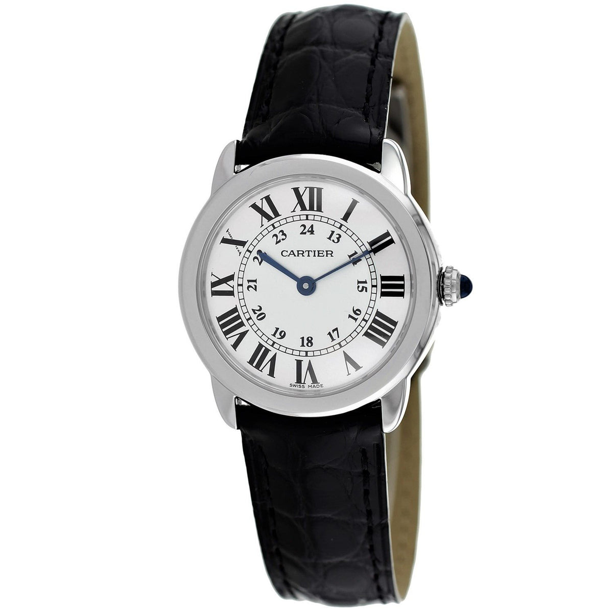 Cartier Women&#39;s W6700155 Ronde Solo Black Leather Watch