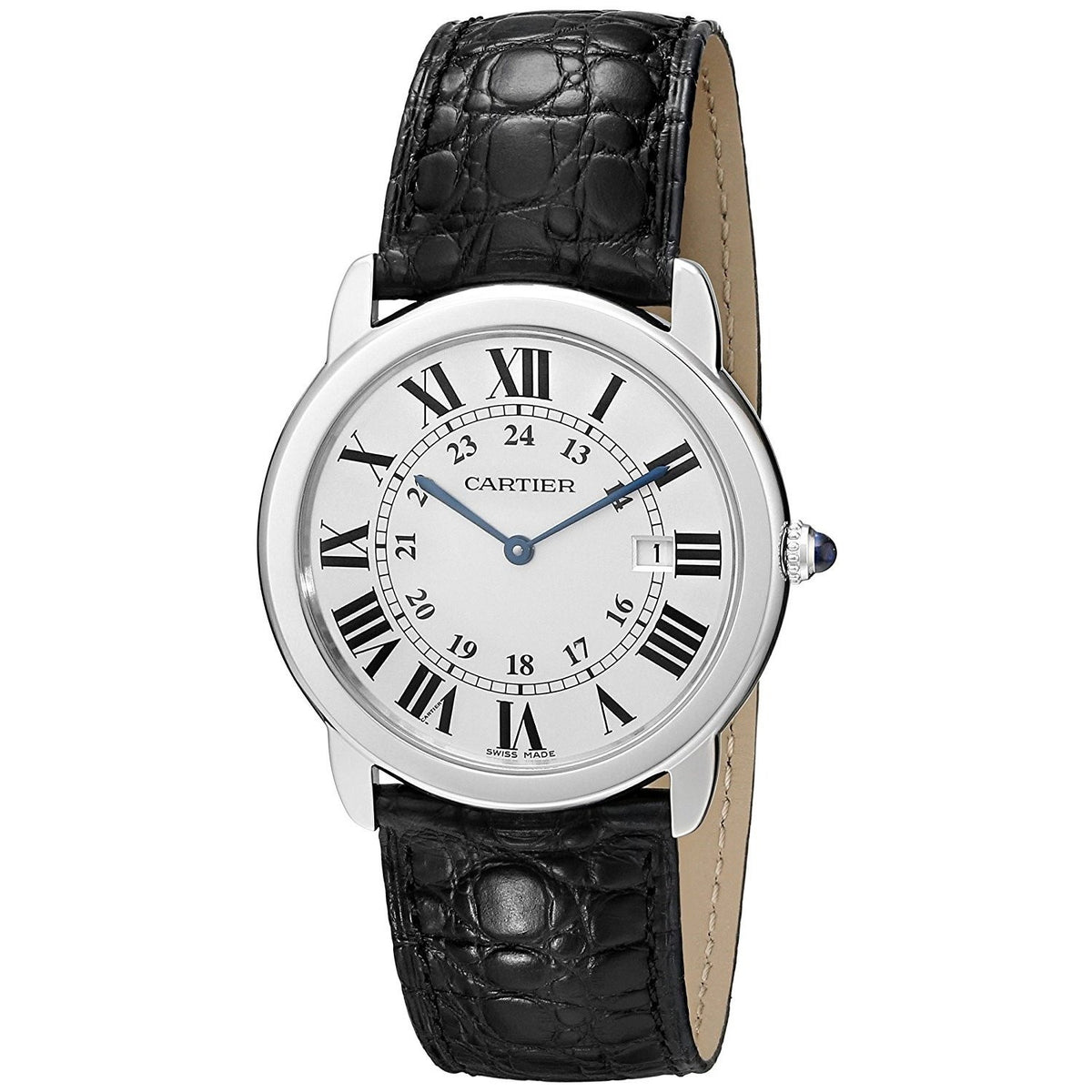 Cartier Men&#39;s W6700255 Ronde Solo Black Leather Watch