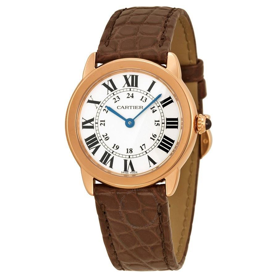 Cartier Women&#39;s W6701007 Ronde Solo 18kt Rose Gold Brown Leather Watch