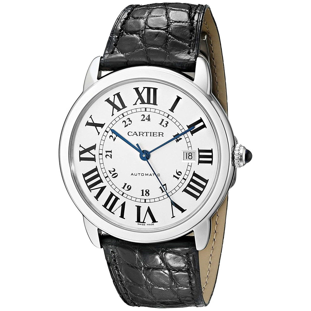 Cartier Men&#39;s W6701010 Ronde Solo Automatic Black Leather Watch
