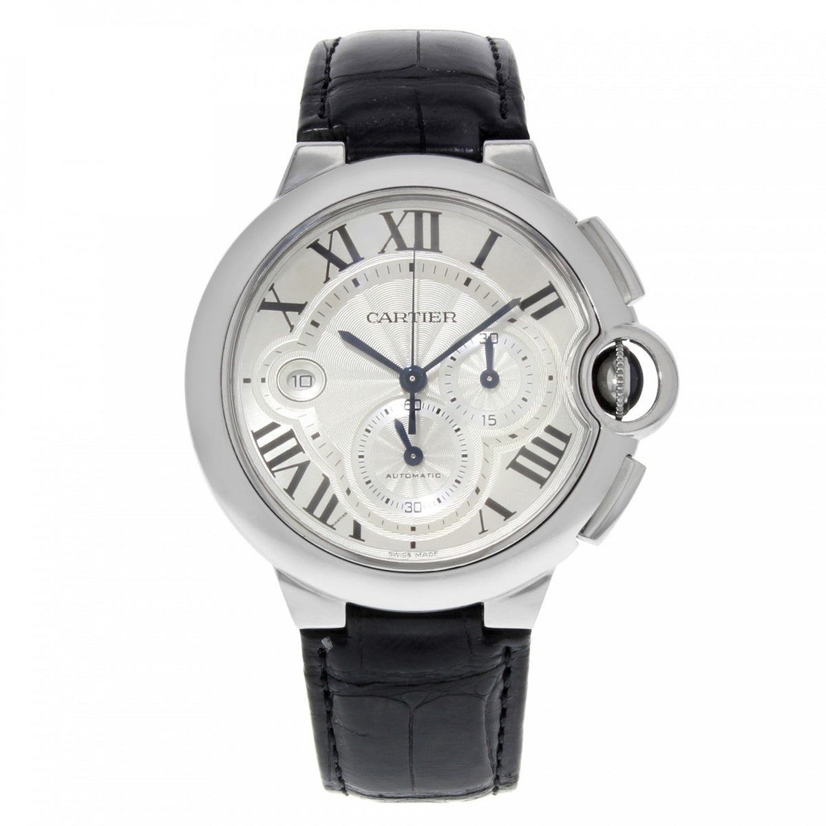 Cartier Men's W6920078 Ballon Bleu Chronograph Black Leather Watch