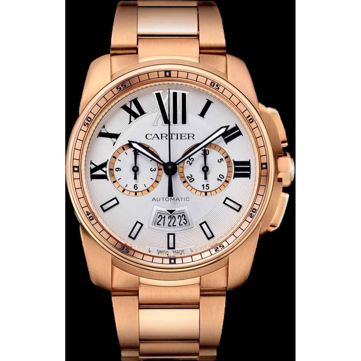 Cartier Men's W7100047 Calibre De Cartier Rose Gold-Tone Stainless Steel Watch