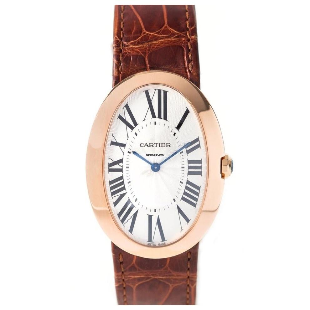 Cartier Women's W8000002 Baignoire Manual Wind 18kt Rose Gold Brown Leather Watch
