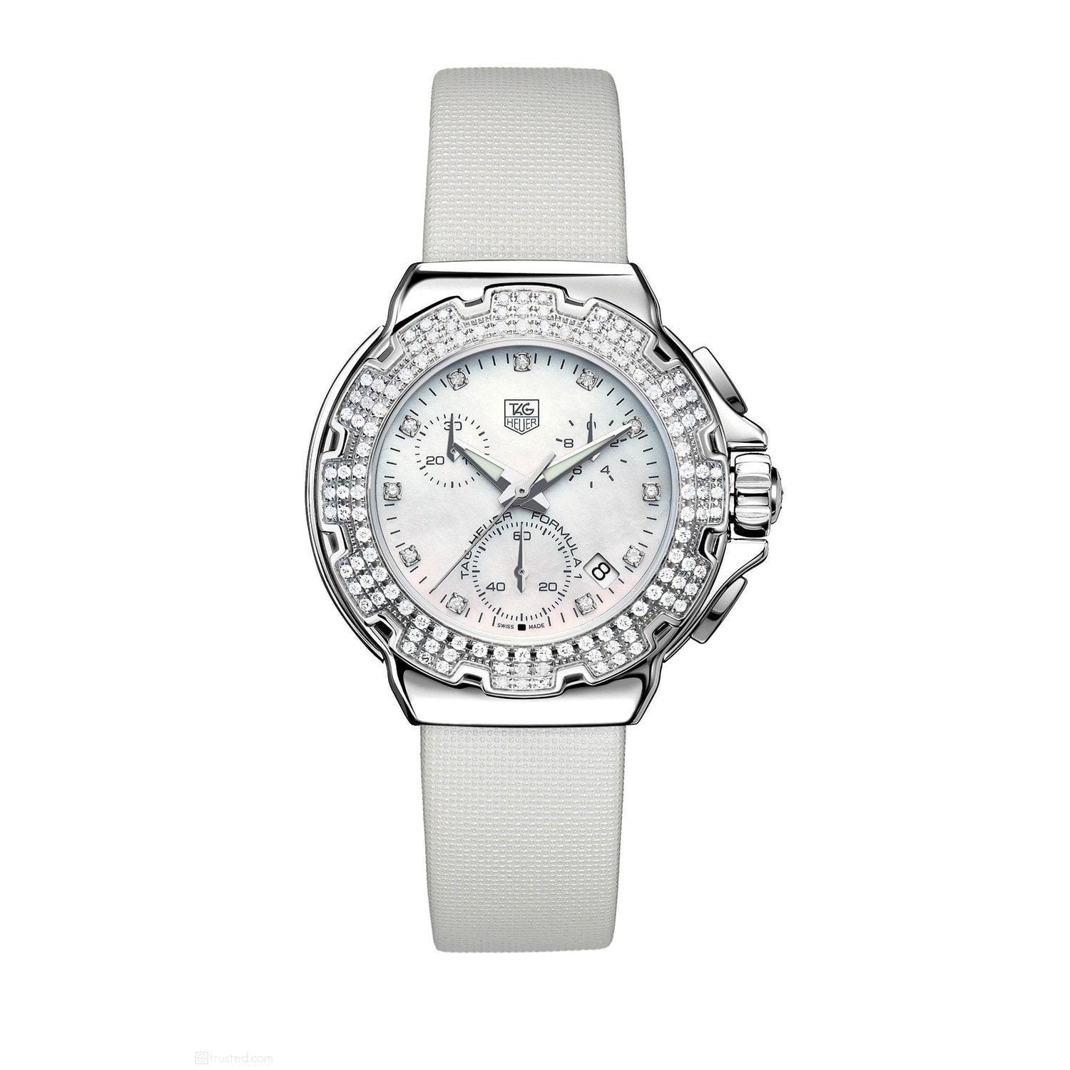 Tag Heuer Women s WAC1214.FC6219 Formula 1 Senna Diamond White Satin W Bezali