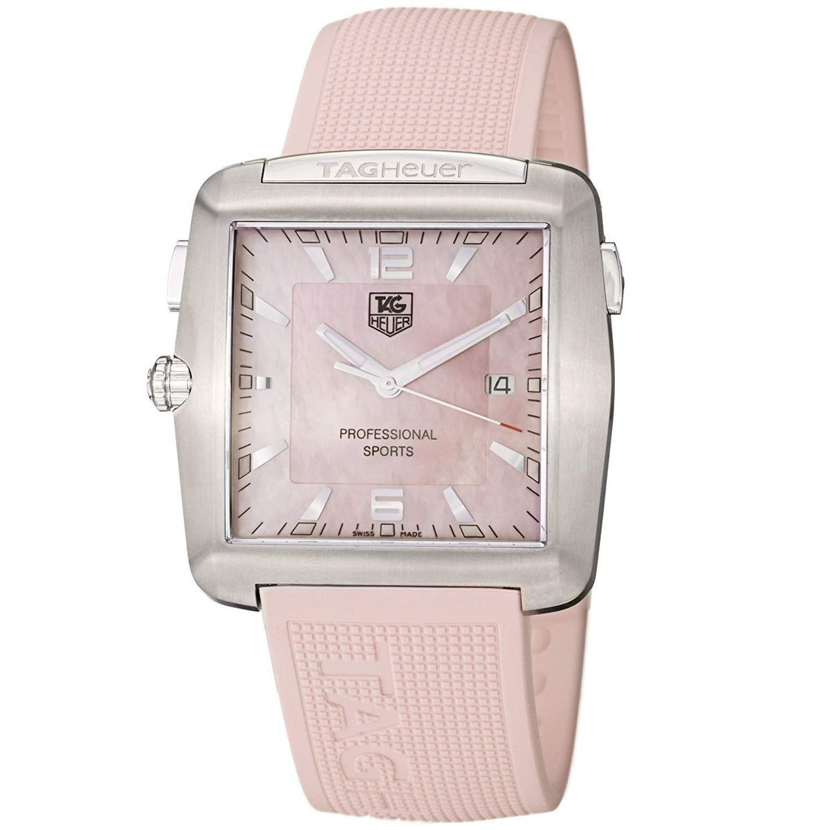 Tag Heuer Men&#39;s WAE1114.FT6011 Pro Golf Pink Rubber Watch