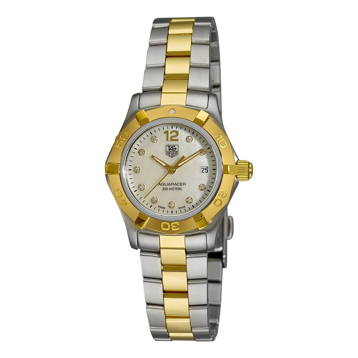 Tag Heuer Women&#39;s WAF1425.BB0825 Aquaracer 18kt yellow gold diamond Two-Tone Stainless Steel Watch