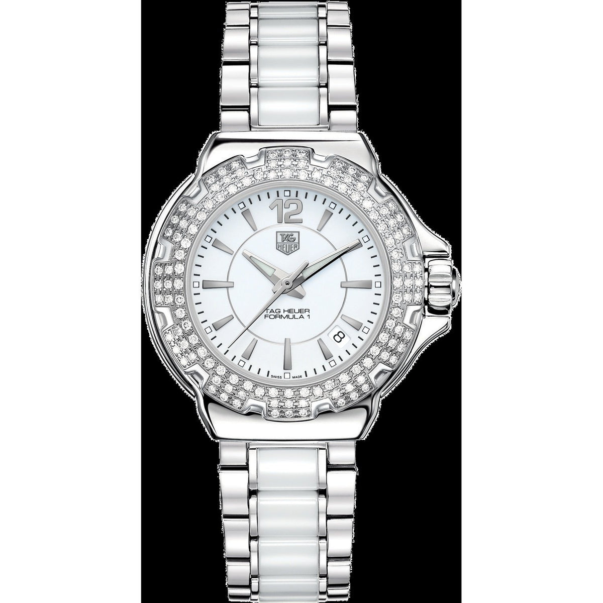 Tag Heuer Women&#39;s WAH1215.BA0861 Formula One Diamond Silver and White Stainless steel and Ceramic Watch