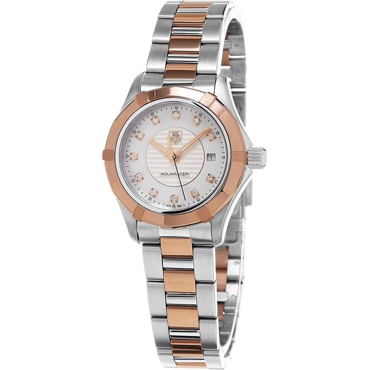 Tag Heuer Women&#39;s WAP1451.BD0837 Aquaracer 18kt Rose Gold Diamond Two-Tone Stainless Steel and Gold Watch