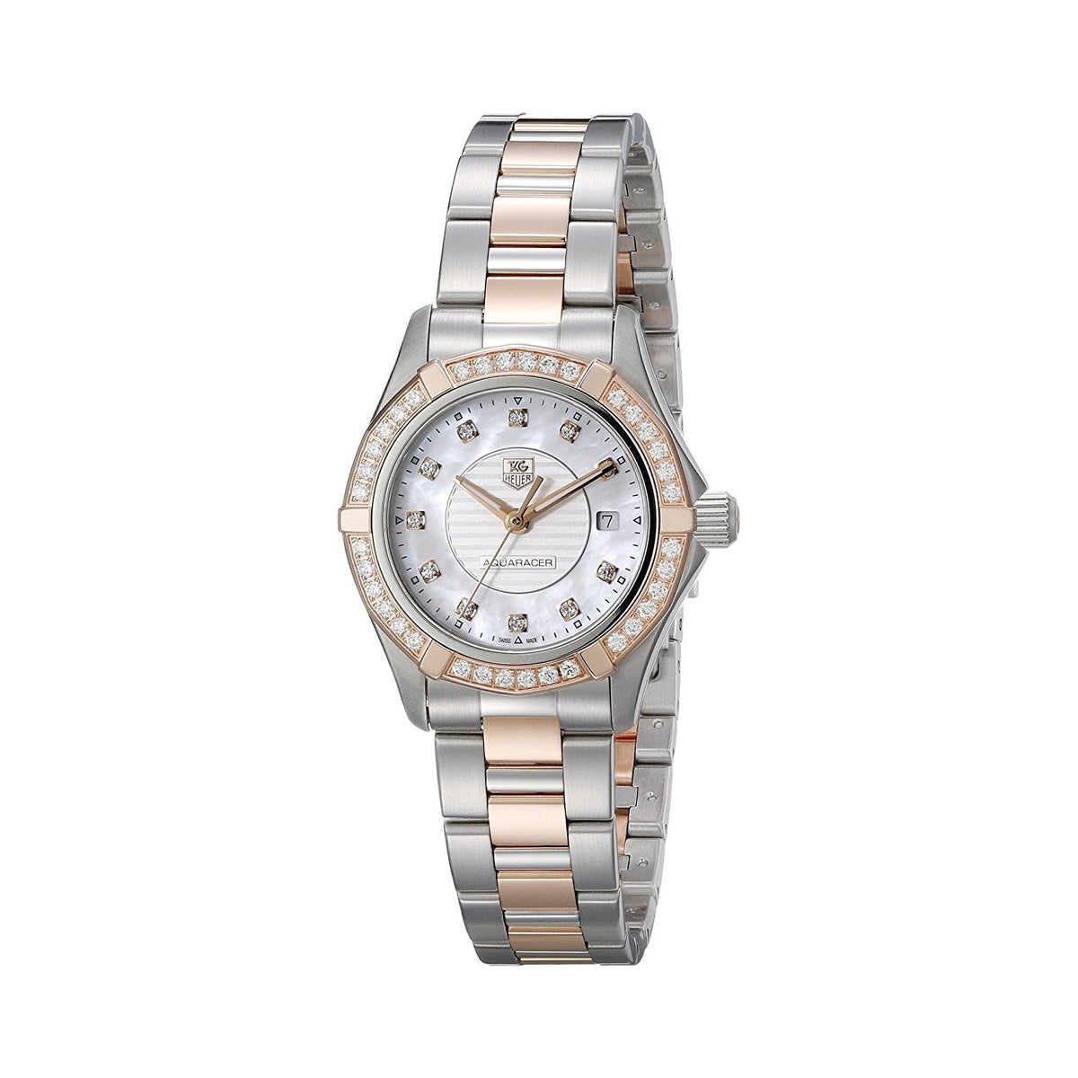 Tag Heuer Women's WAP1452.BD0837 Aquaracer 18kt Rose Gold Diamond Two-Tone Stainless Steel Watch