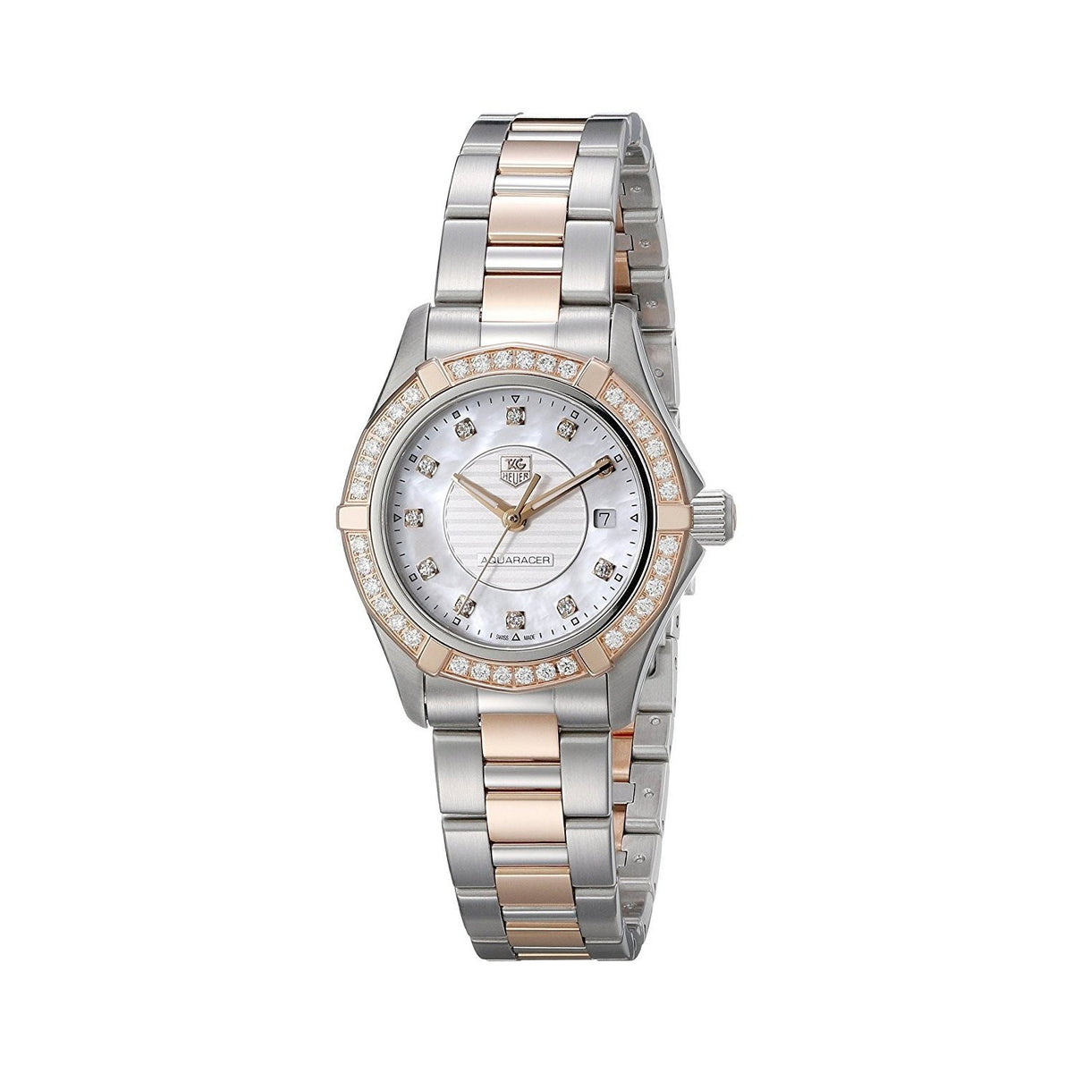 Tag Heuer Women&#39;s WAP1452.BD0837 Aquaracer 18kt Rose Gold Diamond Two-Tone Stainless Steel Watch