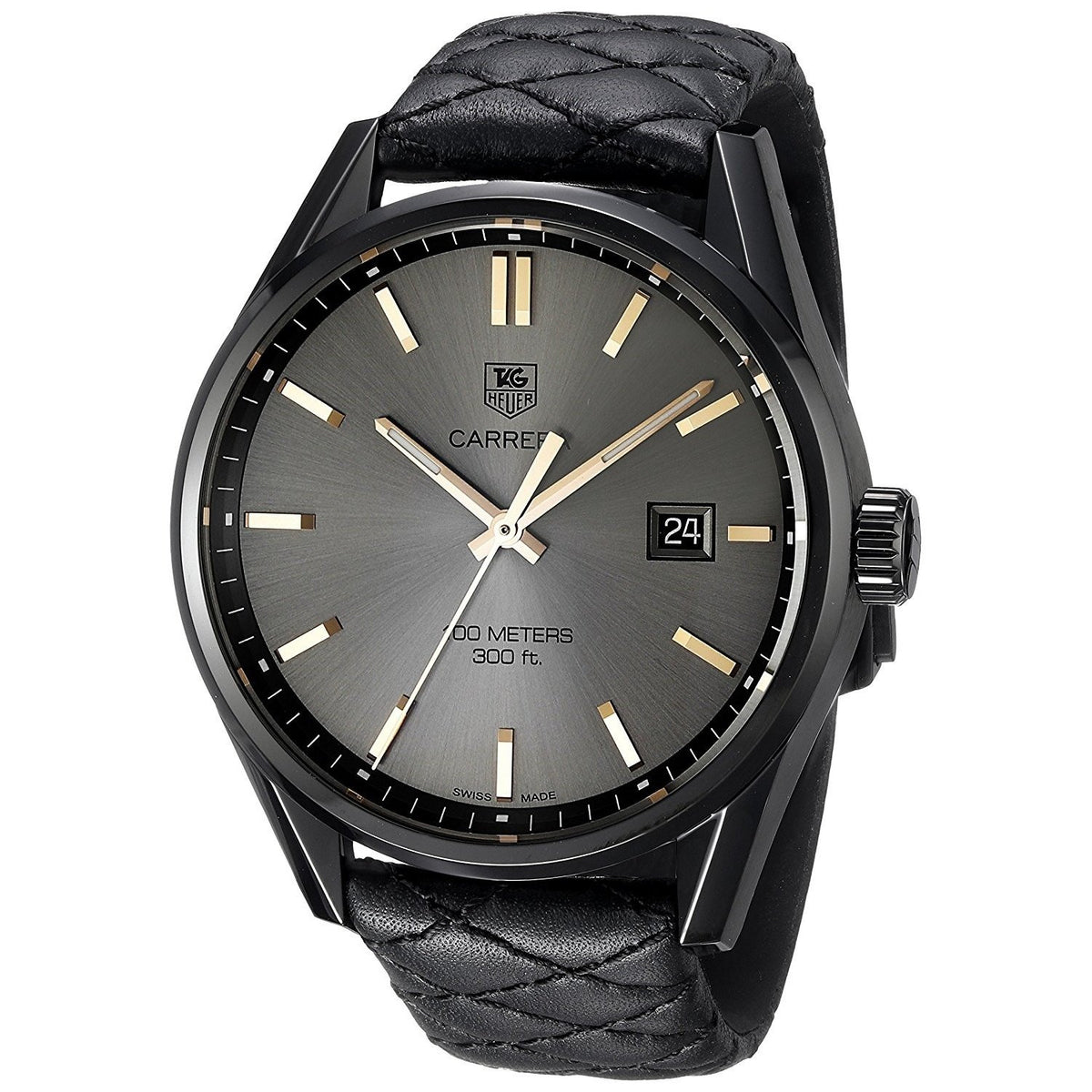 Tag Heuer Women&#39;s WAR101A.FC6367 Carrera Black Quilted Leather Watch