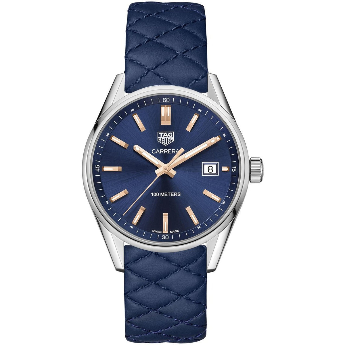 Tag Heuer Women&#39;s WAR1112.FC6391 Carrera Blue Quilted Leather Watch