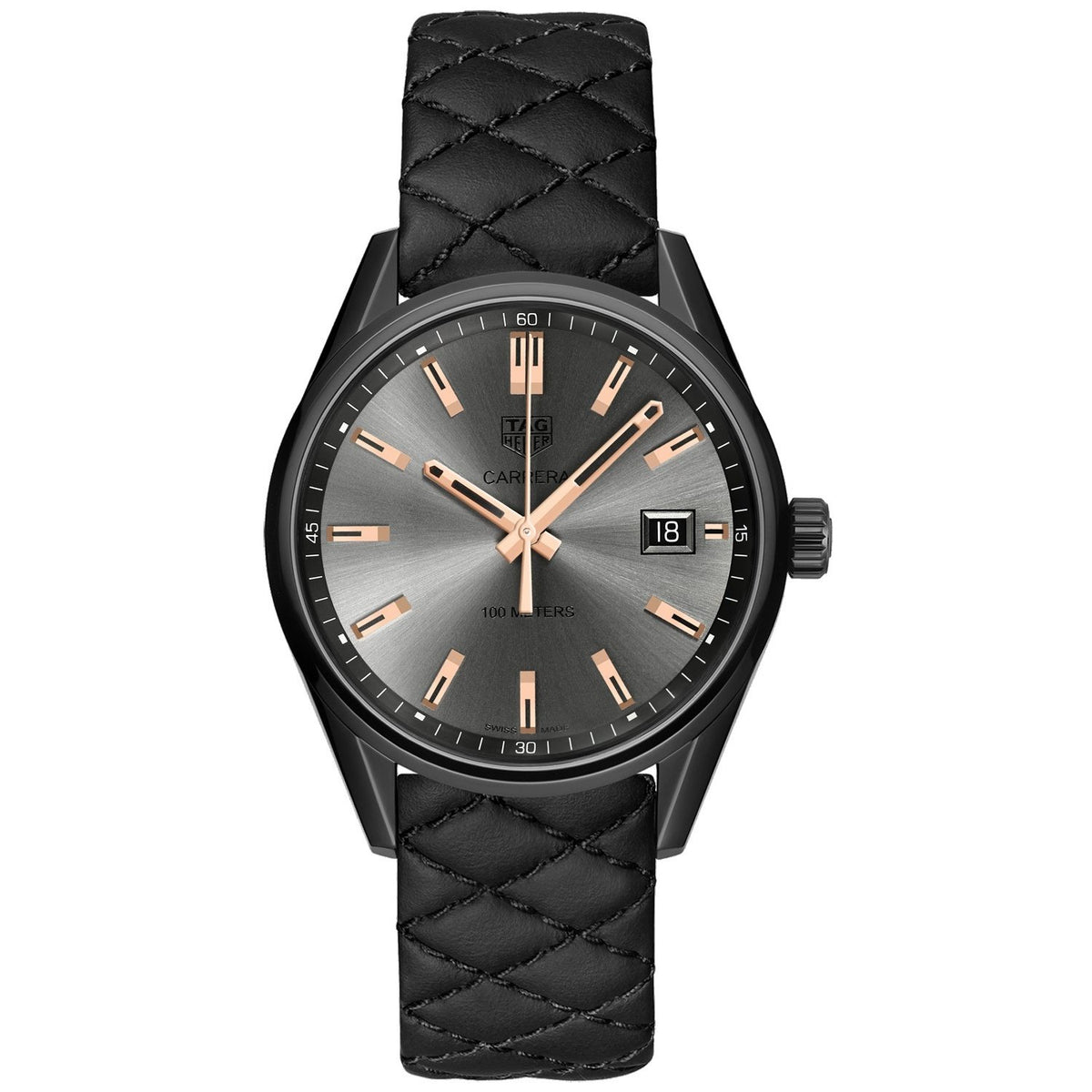 Tag Heuer Women's WAR1113.FC6392 Carrera Black Quilted Leather Watch