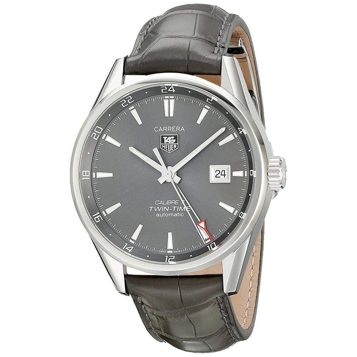Tag Heuer Men&#39;s WAR2012.FC6326 Carrera Automatic Grey Leather Watch