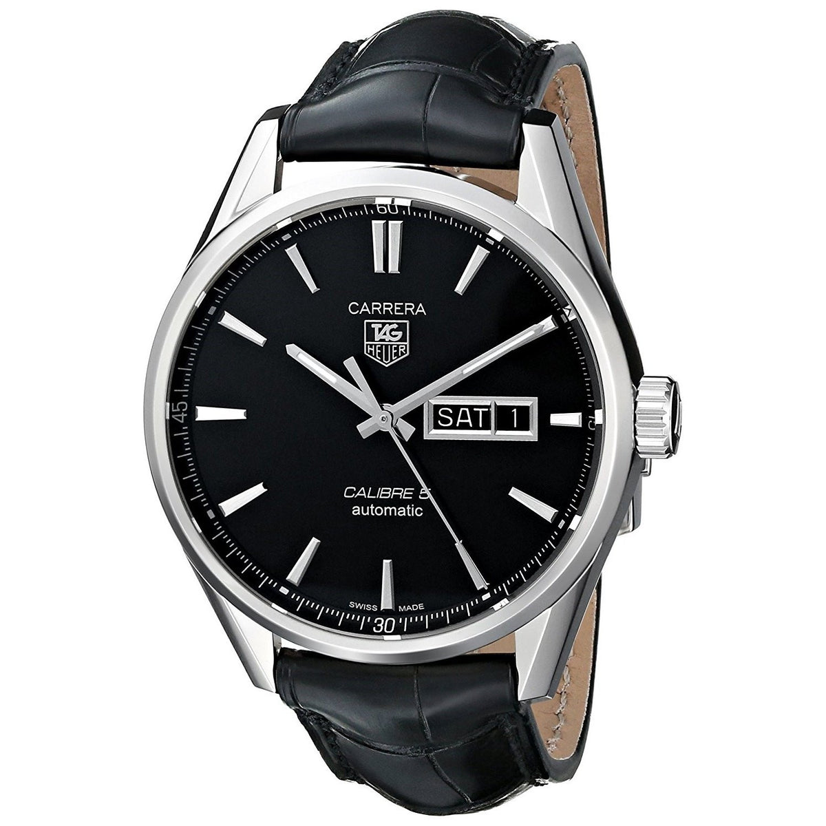 Tag Heuer Men&#39;s WAR201A.FC6266 Carrera Automatic Black Leather Watch
