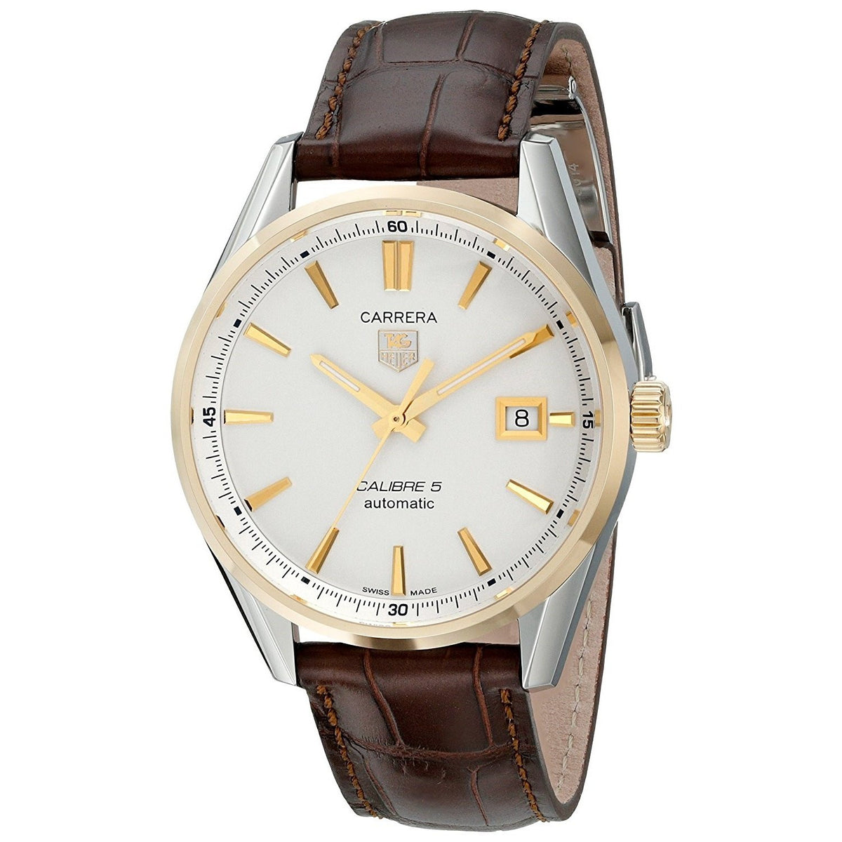 Tag Heuer Men&#39;s WAR215B.FC6181 Carrera 18kt yellow gold Automatic Brown Alligator Leather Watch