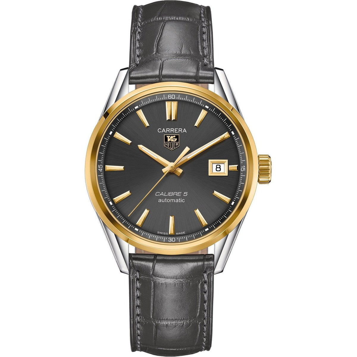 Tag Heuer Men&#39;s WAR215C.FC6336 Carrera 18kt yellow gold Automatic Grey Alligator Leather Watch