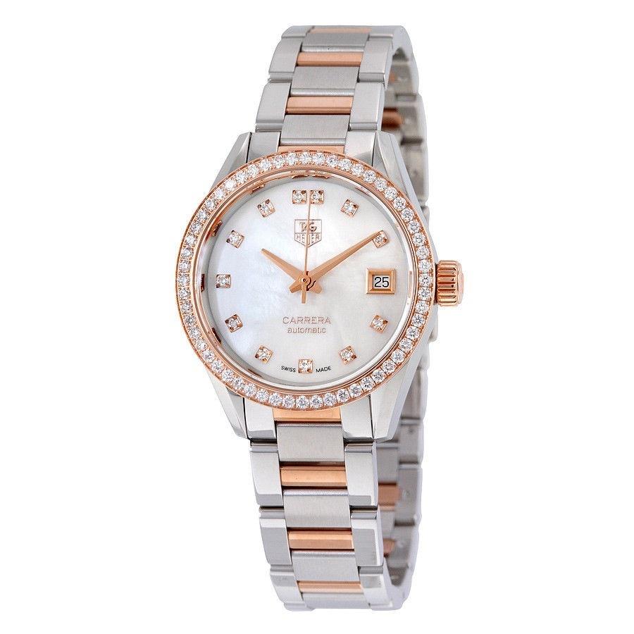Tag Heuer Women&#39;s WAR2453.BD0772 Carrera Diamond Two-Tone Stainless Steel with 18kt Rose Gold Watch