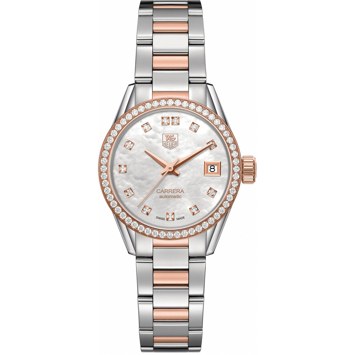 Tag Heuer Women&#39;s WAR2453.BD0777 Carrera 18kt Rose Gold Diamond Automatic Two-Tone Stainless Steel and Gold Watch