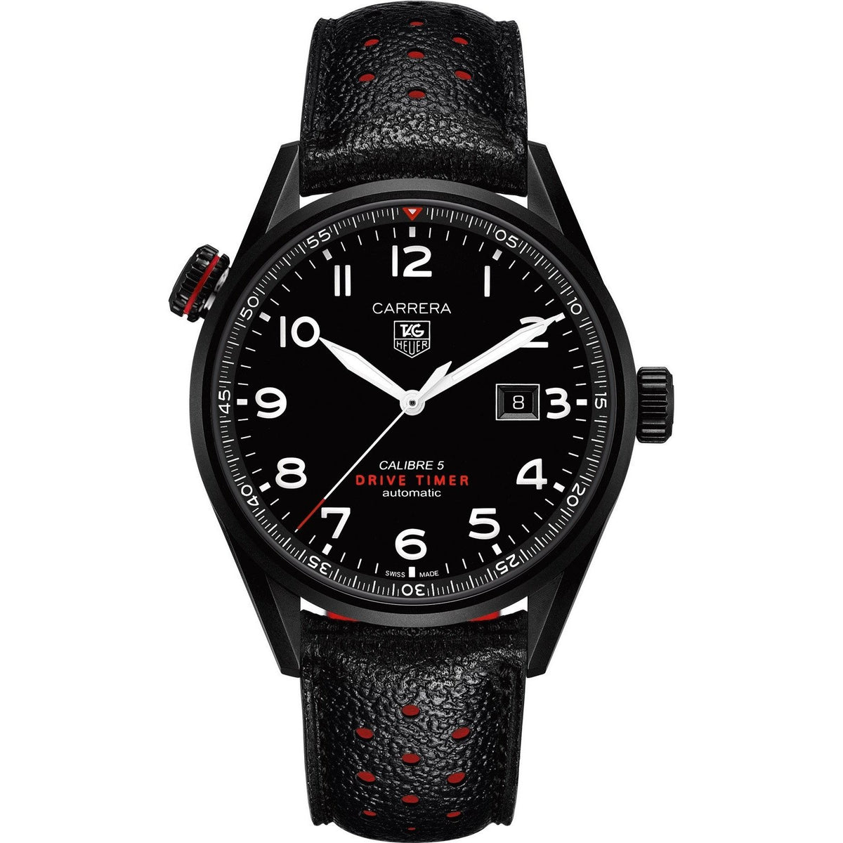 Tag Heuer Men's WAR2A80.FC6337 Carrera Black Leather Watch