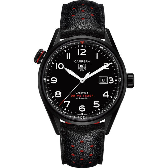 Tag Heuer Men's WAR2A80.FC6337 Carrera Black Leather Watch