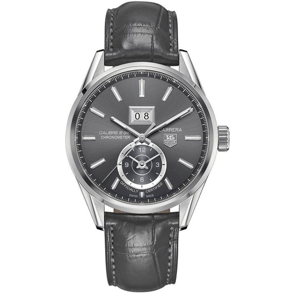 Tag Heuer Men&#39;s WAR5012.FC6326 Carrera Automatic Grey Leather Watch