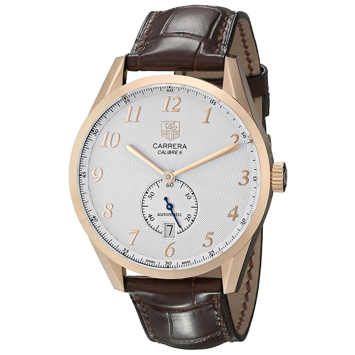 Tag Heuer Men&#39;s WAS2140.FC8176 Carrera Heritage 18kt Rose Gold Automatic Brown Leather Watch