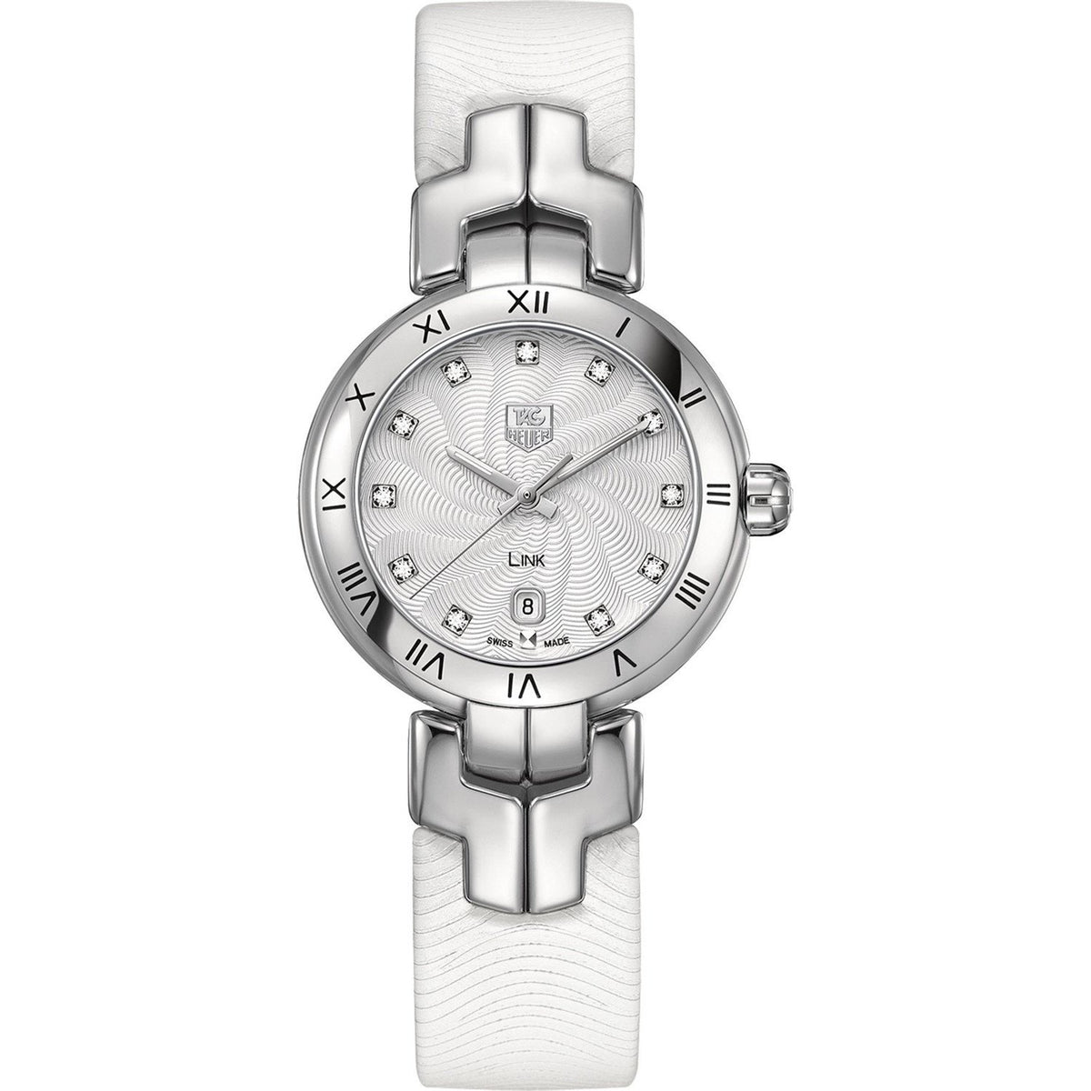 Tag Heuer Women&#39;s WAT1411.FC6316 Link Diamond White Leather Watch