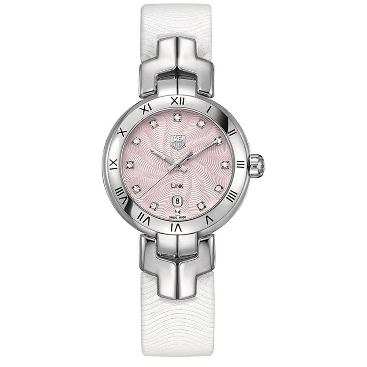 Tag Heuer Women&#39;s WAT1415.FC6316 Link Diamond White Leather Watch