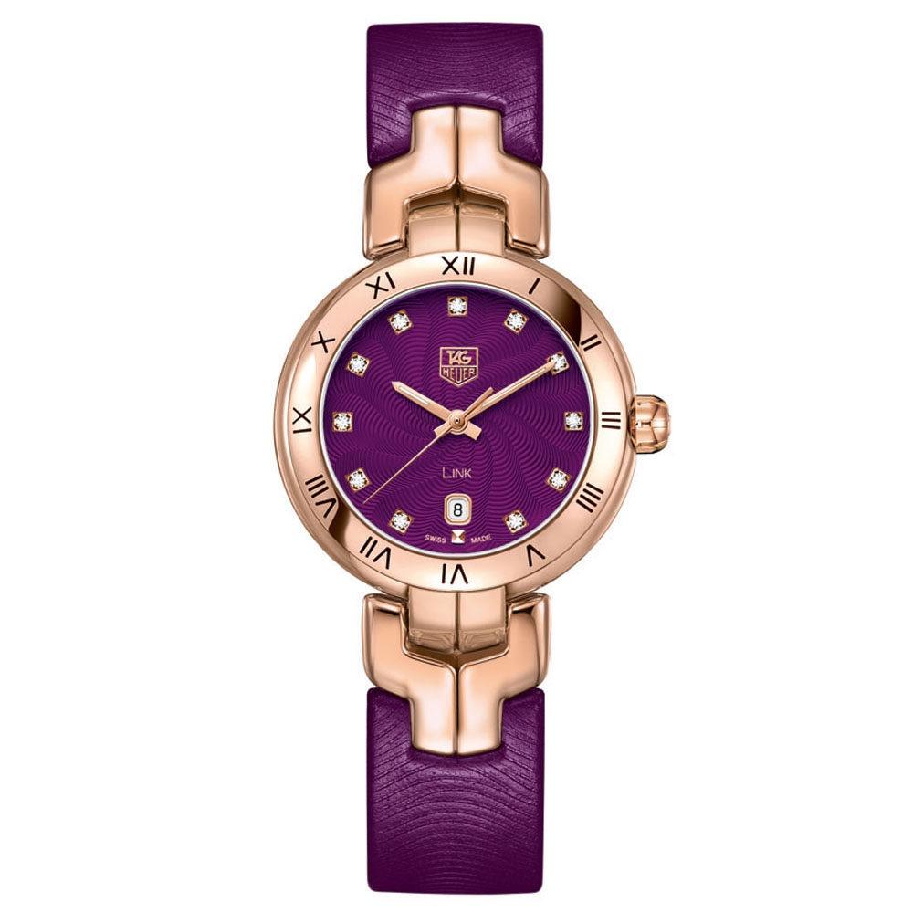 Tag Heuer Women&#39;s WAT1440.FC8183 Link Diamond Purple Leather Watch