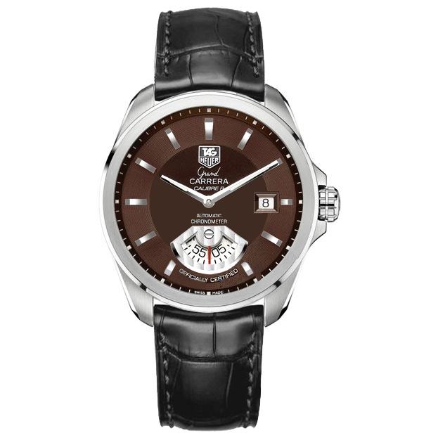 Tag Heuer Men&#39;s WAV511C.FC6224 Grand Carrera Black Leather Watch