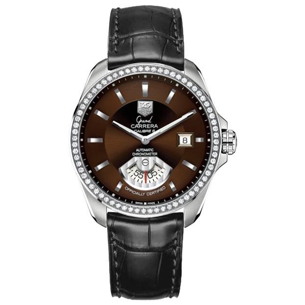 Tag Heuer Men&#39;s WAV511E.FC6224 Grand Carrera Black Leather Watch